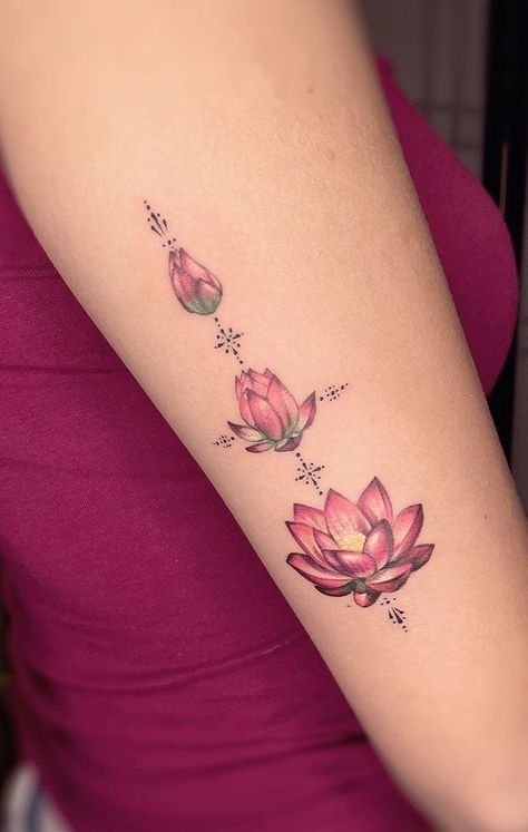 Blooming Water Lily Tattoo, Lotus Flower Growth Tattoo, Incomplete Tattoo Ideas, Lotus Flower Tattoo Dark Skin, Cute Lotus Flower Tattoo, Turtle Lotus Tattoo, Lotus Flower Blooming Stages Tattoo, Unique Lotus Flower Tattoo Design, Pink Lotus Tattoo Design