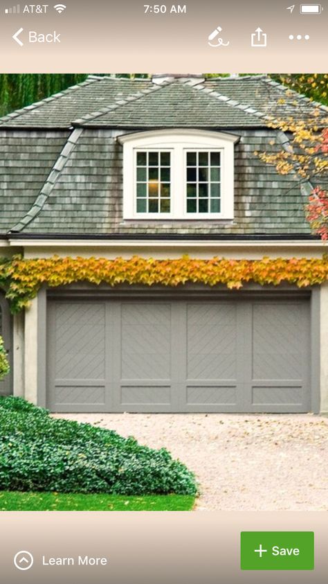 Herringbone Garage Door, Traditional Garage Doors, Georgian Garage, Pretty Garage Doors, Garage Portico, 2 Car Garage Door, Dutch Colonial Exterior, Brick Garage, Dutch Colonial House