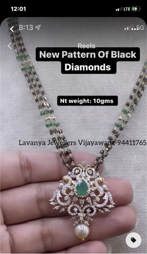 Pendent For Black Beads, Black Diamond Beads Mangalsutra, Black Diamond Chains Indian, Black Diamonds Chains, Black Diamond Nallapusalu, Black Diamonds Mangalsutra, Black Diamond Mangalsutra, Gold Lockets, Black Diamond Chain