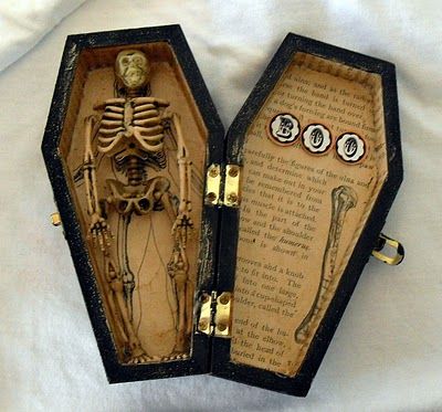 Really cool idea for those little pine coffins the craft store has before Halloween. Halloween Wedding Favors, Halloween Shadow Box, Favors Ideas, Halloween Coffin, Halloween Miniatures, Halloween Invitations, Halloween Inspiration, Halloween Wedding, Craft Store