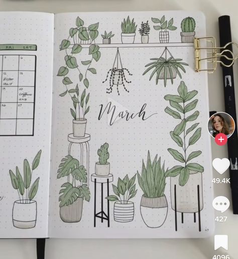 Plant Bullet Journal Theme, Green Bujo, Plant Bullet Journal, Plant Doodles, Bullet Journal Work, Plant Doodle, Bullet Journal Ideas Templates, Bullet Journal Cover Ideas, Plant Journal