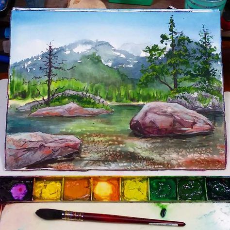 Let’s Paint a Serene Landscape in Watercolors! – The Frugal Crafter Blog The Frugal Crafter, Watercolor Lesson, Beginner Watercolor, Paintings For Beginners, Relaxing Weekend, Watercolor Paintings For Beginners, Watercolor Tutorial, Serene Landscape, Watercolor Lessons