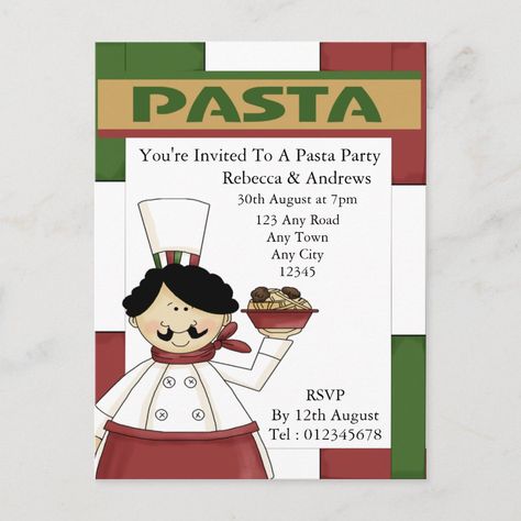 Pasta Party Invitation Italian Invitation, Italian Food Party, Italian Party, Pasta Party, Culture Day, Corporate Party, Party Menu, Italian Pasta, Party Desserts