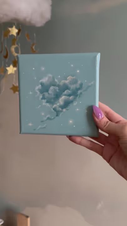 (8)Beabadoobee - Glue Song | TikTok Shelly Clouds, Glue Song, Cloud Painting Acrylic, Mini Tela, Heart Cloud, Mini Toile, Acrylic Art Projects, Sky Art Painting, Canvas Art Projects