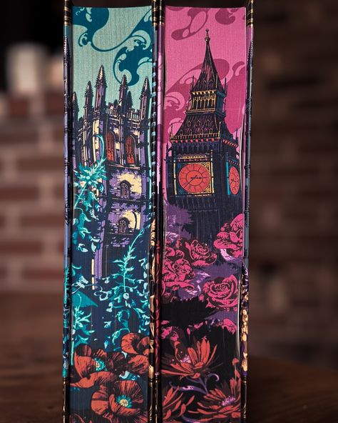 Drooling over these simply stunning editions from @thebrokennbinding 💜🩷 🏷️ #bookstagrammer #booksbooksbooks #readfantasy #specialedition #sprayededges Book Foredge Painting, Book Spine Painting, Painting Book Edges, Book Corner Ideas Bedroom, Book Rebinding, Book Edges, Book Cover Art Design, Book Binding Diy, Nerd Problems