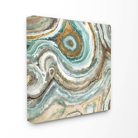 Stupell Aqua Geode Stone (Grey) Stretched Canvas Wall Art (17 x 17) Geode Stone, Art Pierre, Black Framed Art, Stretched Canvas Wall Art, Resin Craft, Wall Art Plaques, Hanging Canvas, Resin Painting, Square Canvas