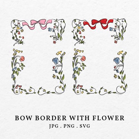 Border Art Design Ideas, Hand Drawn Stationary, Border Illustration Frames, Pretty Borders Design, Frame Design Border, Flower Border Drawing, Cute Borders Designs, Flower Frame Design, Frames Illustration