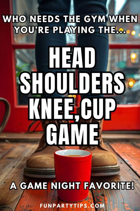 Head, Shoulders, Knee, Cup Frenzy (Big Fun for Big Groups) - Fun Party Tips Adult Party Games For Large Groups, Large Group Game, Games For Big Groups, Adult Game Night Party, Indoor Group Games, Christmas Group Games, Christmas Party Games For Groups, Indoor Party Games, Fun Games For Adults