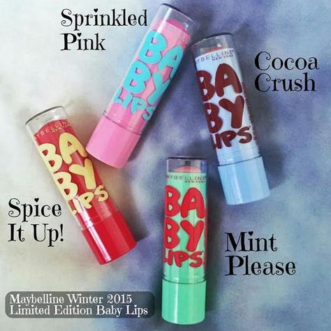 Maybelline Winter 2015 Limited Edition Baby Lips Collection Baby Lips Collection, Baby Lips Maybelline, Light Foundation, Hot Pink Lips, Lip Balm Collection, Eos Lip Balm, Baby Lips, Pink Lip Gloss, Lip Smackers