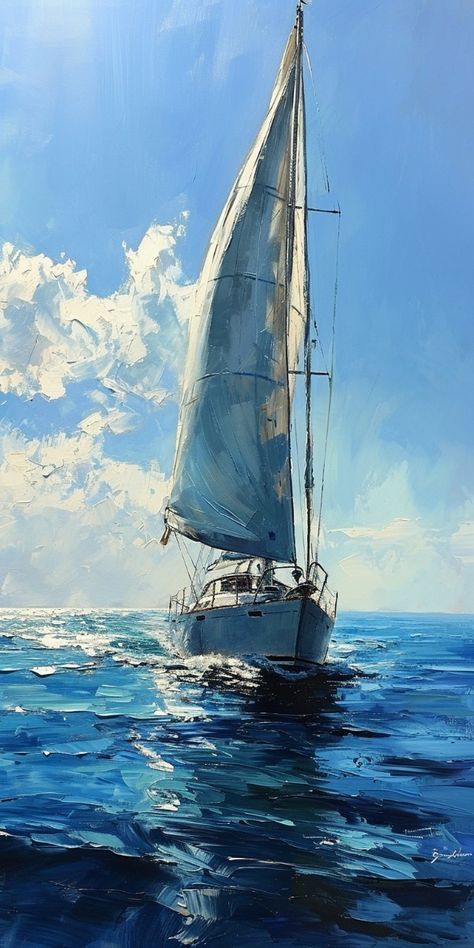 Sailboat Painting Acrylic, Boat Painting Acrylic, Best Paintings, Ocean Art Painting, Whimsical Art Paintings, Boat Drawing, Sailboat Art, Lighthouse Painting, Sailboat Painting