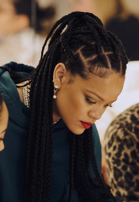 Rihanna Hairstyles, Box Braids Hairstyles For Black Women, Braided Cornrow Hairstyles, Cute Box Braids Hairstyles, Natural Hair Braids, Cornrow Hairstyles, African Braids Hairstyles, Long Braids, Goddess Braids