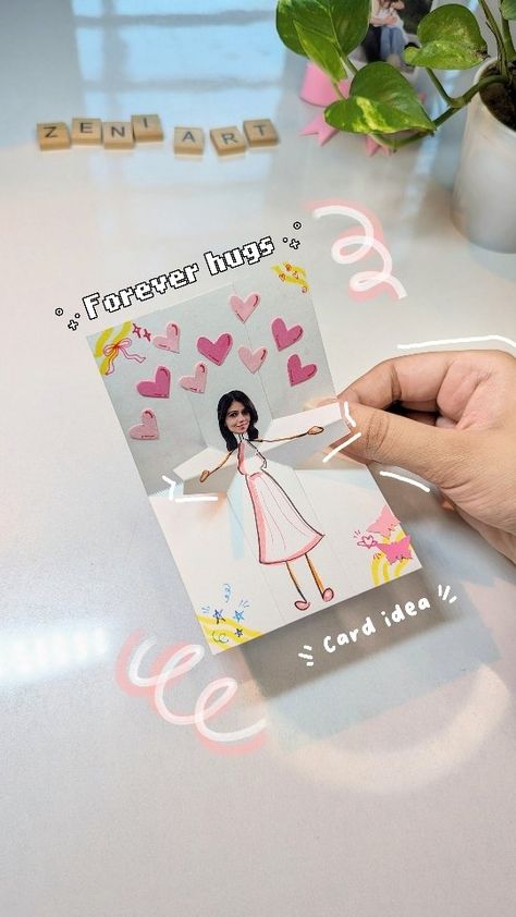 Long Distance Hug Craft, Hug Day Craft Ideas, Valentine Week Ideas, Hug Day Diy Gifts, Diy Hug Card, Hug Day Cards Handmade, Valentines Day Gifts For Boyfriend Diy Long Distance, Hug Day Gift Ideas For Him, Valentine Week Gift Ideas