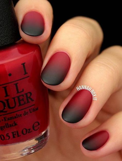 oval nail Oval Nail Art, Nail Makeover, Ombre Nails Tutorial, Matte Make Up, How To Do Ombre, Glitter Gradient Nails, Black To Red Ombre, Black Ombre Nails, Red Ombre Nails