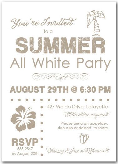 All White Attire, White Party Invitations, Sangria Party, Summer Solstice Party, White Party Theme, School Function, White Attire, Bbq Party Invitations, Dj Photo