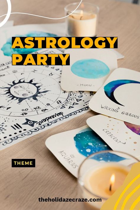 If you want to have a hip party, it really needs an astrology theme. The Holidaze Craze has just the ideas you need to make your party a success. We have ideas for games, food, decorations and more. Keep reading for more awesome ideas. #astrologythemedparties #themedpartyideas #partyplanning 6th House Astrology, Astrology Party, House Astrology, Galaxy Cupcakes, Total Eclipse Of The Heart, First Birthday Favors, Astrology Birthday, Eclipse Of The Heart, Full Moon Party