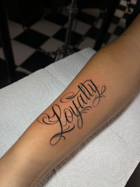 ••Loyalty•• Mens Body Tattoos, Arm Tattoos Black, Loyalty Tattoo, Unique Half Sleeve Tattoos, Men's Small Tattoo, Pretty Hand Tattoos, My Tattoos, Forarm Tattoos, One Piece Tattoos