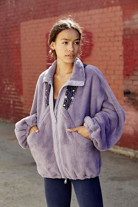 Wild And Free Fleece | Free People Faux Fur Hoodie, Purple Fleece, Free People Activewear, Fur Hoodie, Free People Store, Free People Jacket, Teddy Jacket, Free People Movement, Fp Movement