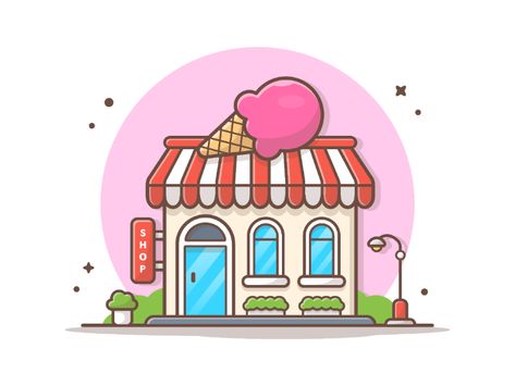 Do you love ice cream guys?? 😁😁--Downdload it here--Need awesome illustrations and logos? just message me or email me for any project inquiries or commision works 😊📩 : moshimoshicatalyst@gmail... Drawing Of Ice Cream, Vector Illustration Tutorial, Ice Cream Cartoon, Shop Vector, Ice Cream Logo, Illustration Art Design, Building Illustration, Doodle Style, Vector Icons Illustration