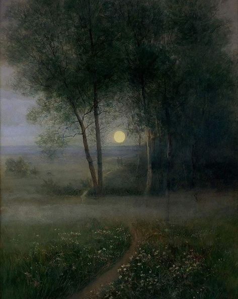 Dark & Gloomy on Instagram: “Dusk landscape with birches. Painted by Anna Billing (1849-1927)” Dusk Landscape, Photographie Indie, Cocoppa Wallpaper, Arte Van Gogh, Aesthetic Painting, Ethereal Art, Mini Canvas Art, Nature Aesthetic, Pretty Art