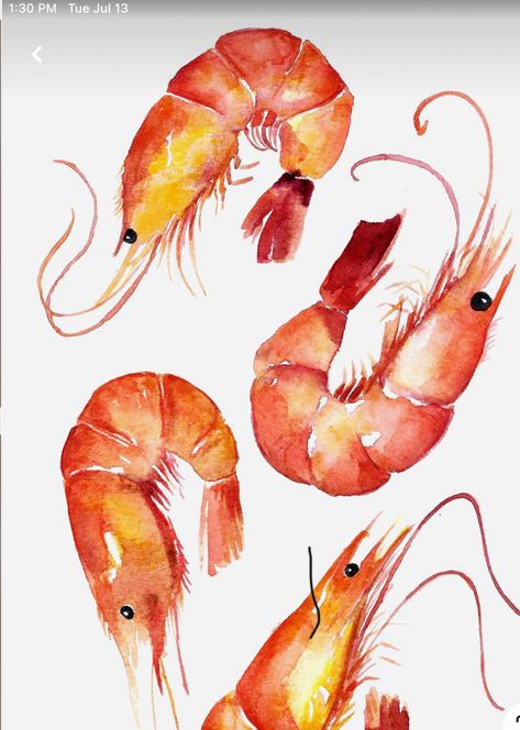 Seafood Art, Watercolor Food Illustration, Food Watercolor, Food Sketch, Watercolor Food, Food Painting, 수채화 ��그림, Arte Sketchbook, Watercolor Trees