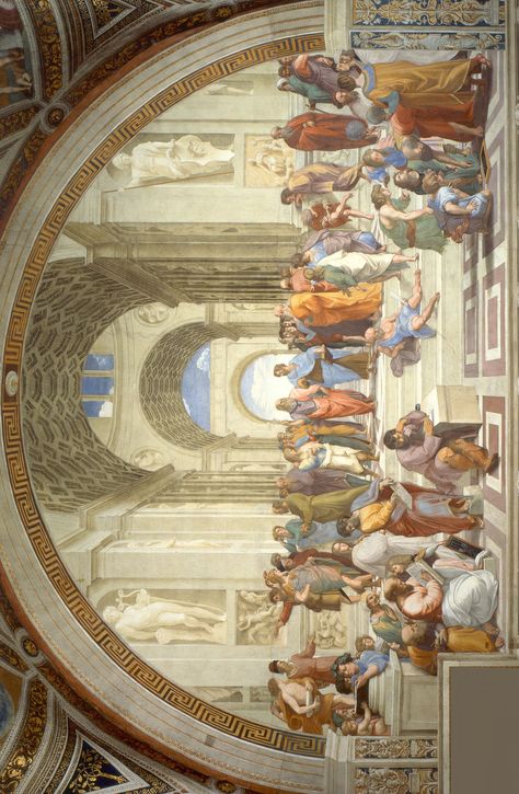 School Of Athens Wallpaper, The School Of Athens, The School Of Athens Raphael, European Art Paintings, Art History Wallpaper, Raphael Paintings, School Of Athens, Famous Art Paintings, World Famous Paintings