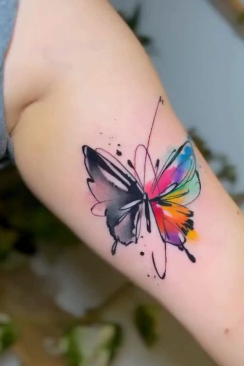 Gg Tattoo, Watercolor Butterfly Tattoo, Tatuaje Cover Up, Water Lily Tattoos, Unique Butterfly Tattoos, Sunset Tattoos, Chicano Style, Aquarius Tattoo, Butterfly Tattoos For Women