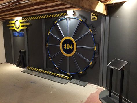 Man Builds a Functional ‘Fallout’ 404 Vault Door For His Basement Gaming Room Video Game Room Decor, Building A Basement, Vault Tec, Vault Doors, Man Cave Basement, Video Game Rooms, Geek Decor, Safe Room, Secret Door