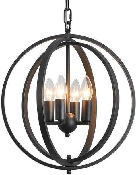 Kziwog Black Orb Chandelier Modern Globe 4 Lights Fixture for Dining & Living Room Bedroom Bar Hallway Foyer Kitchen Pendant Lamps Foyer and Kitchen - Amazon.com Orb Chandelier Living Room, Living Room Orb Chandelier, Orb Chandelier Entryway, Black Orb Chandelier, Black Metal Globe Chandelier, Pendant Lamps Kitchen, Hallway Foyer, Orb Chandelier, Kitchen Pendant