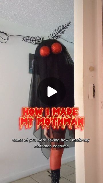 Justine Lucy Canzonetta on Instagram: "Every Halloween All of my mothman videos get a bunch of new engagement ♥️w♥️, I realized I never uploaded the tutorial onto Instagram for how I made the costume so here it is!  Unfortunately this month man costume is no longer with us after a battle with mold when it got wet after a party 😔 But he will rise again! Bigger and better.  . #mothman #mothmancostume #cryptid #halloweenideas #halloweencostume" Cryptid Costume Diy, Moth Man Halloween Costume, Mothman Cosplay Diy, Diy Sasquatch Costume, Diy Cryptid Decor, Baked Potato Costume, Moth Man Costume Diy, Easy Sew Halloween Costumes, Cryptid Costume Ideas