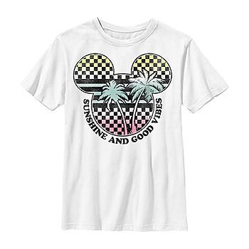 Disney Little & Big Boys Crew Neck Mickey Mouse Short Sleeve Graphic T-Shirt, Color: White - JCPenney Disney Outfits Women, Mickey Mouse Silhouette, Mickey Mouse Shorts, Tops Graphic, Boys Graphic Tee, Graphic Tee Design, Mickey Mouse And Friends, Disney Shirts, Disney Outfits