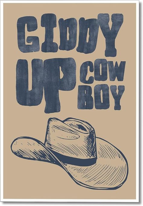 Amazon.com: pedkvtmewo Retro Cowboy Hat Canvas Wall Art, Vintage Blue Cowboy Art Poster for Room Aesthetic, Funky Western Art Room Decor, Trendy Wild West Giddy Up Cowboy Pictures Print 12x16in Unframed: Mixed Media Vintage Western Art, Cowboy Poster, Cowboy Posters, Western Posters, Retro Cowboy, Cowboy Pictures, Western Wall Art, Western Wall, West Art