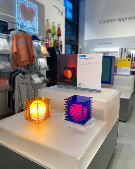 ✨ Curator-approved at MoMA Design Store NYC, straight from our factory in Vietnam! 🇻🇳 Unboring, bold, crafted to last—our Lớp Lamps (small square in blue and orange) are turning heads at this iconic space. Proud to share our deep respect for craft, material and process to a wider global design community @momadesignstore For more models and colors, visit our website via link in bio #CuratorApproved #VietnameseDesign #SculpturalLighting #LopLamps #LastingQuality #HonoringCraft #UnboringObje... Moma Design Store, Moma Store, Moma Design, Ring Crafts, Global Design, Blue And Orange, Design Store, Turning, Vietnam