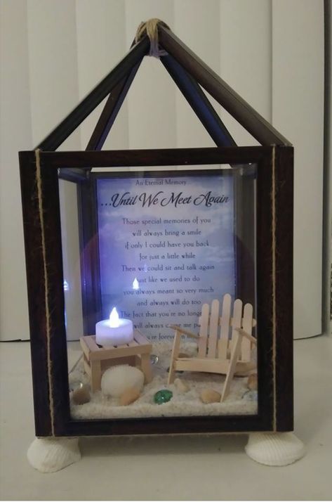 Memorial Gift Diy, Christmas In Heaven Lantern, Memory Lantern, Lantern Crafts, In Loving Memory Gifts, Memorial Lanterns, Lantern Ideas, Christmas In Heaven, Memory Crafts