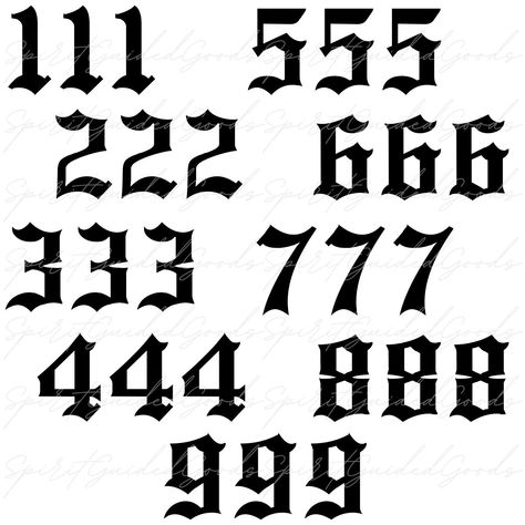 Angel Number SVG Digital Download 777 Tattoo Font, Angel Numbers Font, Angel Number Fonts, Chicano Number Fonts, 111 Font, Chicano Numbers, Xv Tattoo, Number Fonts Design, Number 9 Tattoo