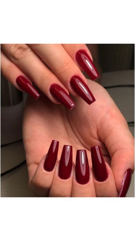 Dark Red Nail Designs Coffin, Dark Red Nails Coffin Short, Deep Red Nails Coffin, Dark Red Nails Coffin, Coffin Shaped Dark Red Nails, Dark Cherry Red Nails Coffin, Deep Red Nails, Dark Red Nails, Coffin Shape Nails