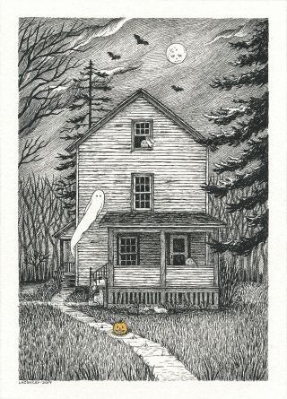 Haunted House Reference, Dark House Drawing, Scary House Drawing, Haunted House Drawings, Witch House Drawing, Pencil Drawing Christmas, Haunted House Illustration, Cute Haunted House, Haunted House Art