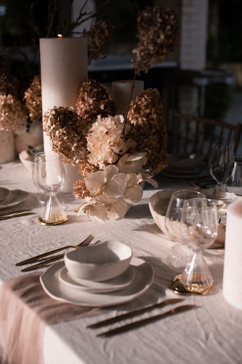 Dramatic Table Settings, Linen Table Cloth Styling, Linen Wedding Table, Tan Table Linens Wedding, Textured Table Linen Wedding, Beige Tablecloth Wedding Linens, Beige Linen Table Cloth, Trestle Table Legs, Candelabra Flowers