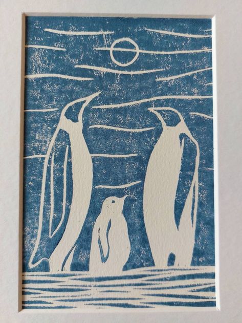 Lino Cut Prints, Deer Eating, The Last Leaf, Penguins And Polar Bears, Colour Paper, Stag Deer, Lino Cut, Polar Bears, Lino Print