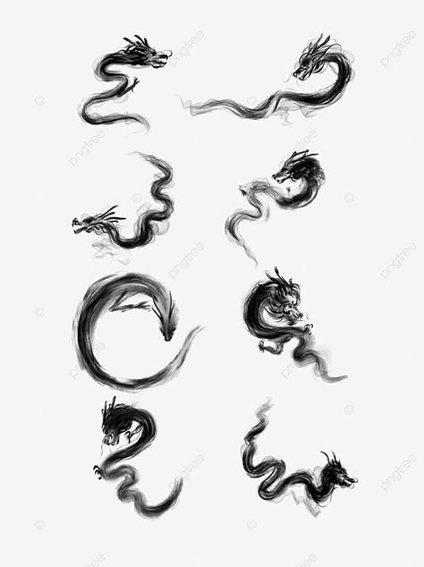 Ink Dragon Drawing, Dragon Ink Tattoo, Abstract Dragon Tattoo Design, Dragon Png Aesthetic, Sketch Dragon Tattoo, Dragon Abstract Art, China Dragon Drawing, Smokey Dragon Tattoo, China Tattoo Design