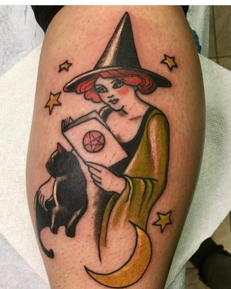 Witchcraft Tattoo, Oz Tattoo, Circus Tattoo, Witchcraft Tattoos, Fairy Tattoo Designs, Witch Tattoo, Old School Tattoo Designs, Gothic Tattoo, Traditional Tattoo Flash