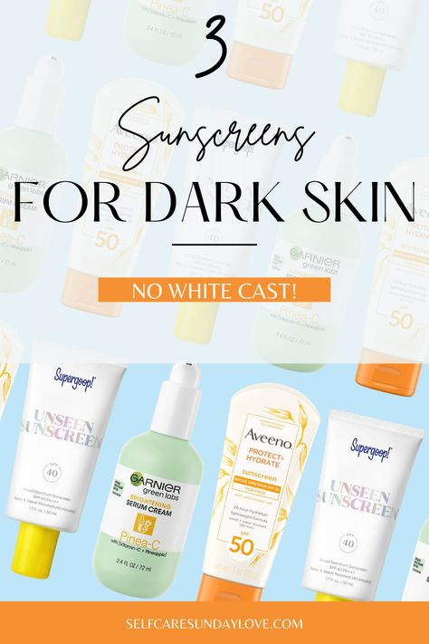 These best facial sunscreens have no white cast and are prefect for our melanin in the summer. They can also be helpful for medium and olive skin tones. These SPFs are also lightweight and moisturizing. No White Cast Sunscreen, Best Facial Sunscreen, Good Sunscreen For Face, Best Spf, Pampering Routine, Serum Cream, Olive Skin Tone, Best Sunscreens, Facial Sunscreen