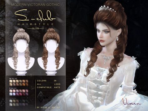 The Sims Resource - Modern Victorian Gothic curly Long hair (Vivien) Sims 4 Cc Royalty Hair, The Sims 4 Cc Royal Hair, Sims 4 Royale Cc, Sims 4 Regal Cc, Sims 4 Cc Queen Hair, Sims 4 Cc Phantom Of The Opera, Sims 4 Rococo Hair, Sims 4 Fancy Hair, Phantom Of The Opera Sims 4 Cc