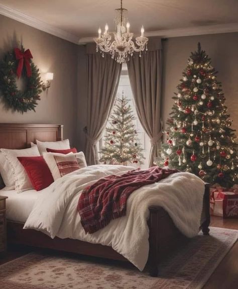 Paxberry Bedroom Ideas, Paxberry Bedroom, Christmas Tree In Bedroom, Christmas Tree Apartment, Tree In Bedroom, Apartment Bed, Big Christmas Tree, Home Renovation Ideas, Christmas Bedroom