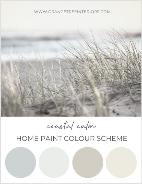 Calm Colour Schemes, Calming Colour Schemes, Cape Cod Paint Colors Interior, Natural Colours Bedroom, Coastal Interior Paint Colors, Interior Home Paint, Paint Colour Schemes, Coastal Paint Palette, Home Paint Colour