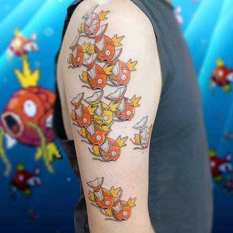 Alex & Christian Best Friends on Instagram: “🐠 A school of splashing Magikarp tattooed by @nikii_neko_tattoo for today's 4th #pokemonday post!” Magikarp Tattoo, Christian Best Friends, Pokemon Tattoos, Pokemon World, New Tattoo Designs, Full Back Tattoos, Pokemon Tattoo, Anime Tattoo, Back Tattoo Women