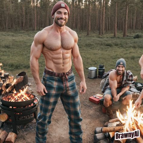 Did you know there is a place where all BrawnyAi's lumberjacks hang out, secluded from everywhere in the world? It's BrawnyAi's haven. 🌲🪓 #BrawnyAi #lumberjackhaven #secluded #secretspot #gaymuscles #woodsmen