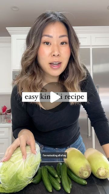 kat chao on Instagram: "have you tried kimchi before? recipes below!  Kimchi Recipe (radish or Napa cabbage) ⬇️: - 1 Korean radish (cut into cubes) / OR 1 Napa cabbage cut into bite sized pieces  - salt cut radish or cabbage and rest for 1hr and rinse - 1 bunch green onions cut into 1-2” pieces - 2 large carrots, julienned  - 2 tbsp fish sauce - 1 tbsp sugar - 4 tbsp gochugaru korean chili flakes - 1 tbsp ginger - 1 tbsp minced garlic - 1/2 fuji apple or korean pear - 1/2 white onion cut into slices - 2 tbsp glutinous rice flour mixed with 1/2 cup hot water made into a paste, set aside.   In a blender, add ginger, garlic, apple, fish sauce, sugar and blend. In a large bowl, add cut green onions, white onion, carrots, gochugaru, blended ginger paste, plus glutinous rice paste and mix well i Cold Kimchi Recipes, White Kimchi Recipe, White Radish Kimchi Recipe, Radish Kimchi Recipe, Chives Kimchi Recipe, Red Cabbage Kimchi, White Radish Kimchi, Korean Pear, Korean Green Onion Kimchi