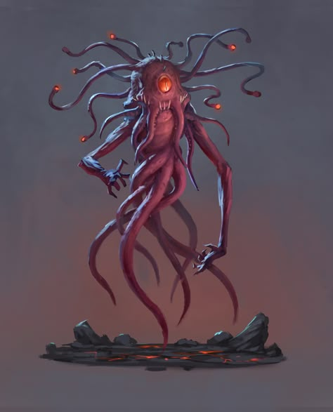 Beholder Art, Dnd Horror Monster, Eldritch Monster Concept Art, Dnd Eldritch Monster, Eldritch Sea Monster, Giant Eldritch Monster, Creepy Monster, Dark Creatures, Lovecraftian Horror