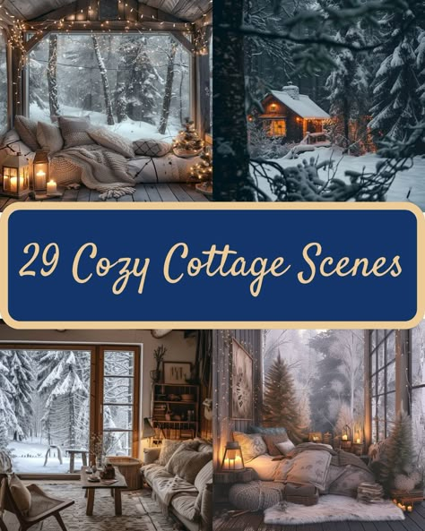 Winter Room Decor Aesthetic, English Cottage Style Bedroom, Cottage Tudor, Cozy Cabin Bedrooms, Candles Fireplace, Cozy Winter Cabin, Rustic Cottage Decor, Cabin Decorating, Cozy Winter Decor