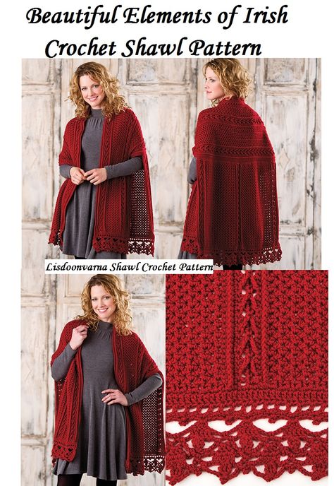 Beautiful Elements of Irish Crochet Shawl Pattern for any season Free Crochet Scarf Patterns, Crochet Scarf Pattern Free Easy, Free Crochet Scarf, Crochet Scarf Patterns, Simple Scarf Crochet Pattern, Crochet Shawl Pattern, Crochet Cape, شال كروشيه, Scarf Patterns